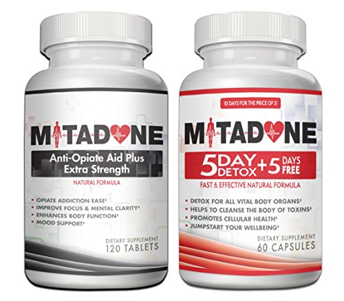 Mitadone Anti Opiate Aid Plus|Extra Strength Formula|5+5 Day Detox Combo (180 Count)Vicodin,Percocet,Methodone,Suboxone, Oxycontin,Codeine,Hydrocodone,Oxycodone, Morphine,Heroin and other Painkillers.