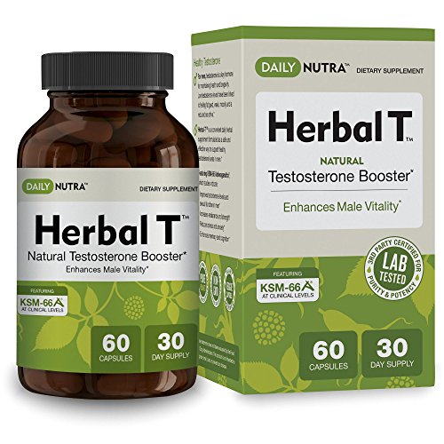 Herbal T Natural Testosterone Booster: Increase Energy, Endurance, and Libido. Male Enhancement Supplement Featuring Clinically Proven KSM-66 Ashwagandha (30 day supply)