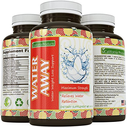 Pure Water Away Pills For Rapid Weight Loss - Achieve Natural Results Thanks to Ingredients Like Dandelion Root Extract - Boost Metabolism & Suppress Appetite - for Men & Women by California Products