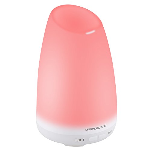 URPOWER Essential Oil Diffuser Aromatherapy Diffuser Portable Ultrasonic Aroma Humidifier with 7 Color Changing LED Lamps, Mist Mode Adjustment and Waterless Auto Shut-off Function