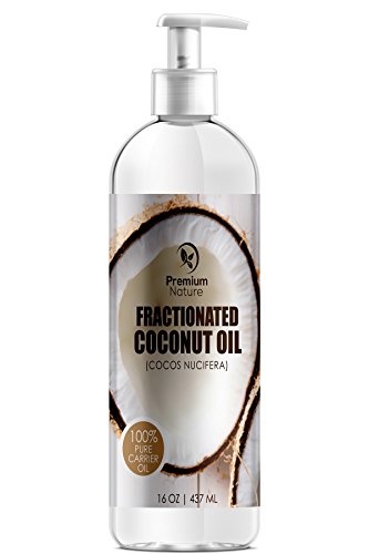 Fractionated Coconut Oil Skin Moisturizer - Natural & Pure Carrier Oil Massage Oil Skin Moisturizer Therapeutic Odorless - for Skin & Hair 16 Oz Clear Premium Nature