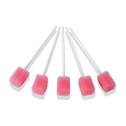 100 Pcs of Disposable Oral Care Sponge Swab (Pink)