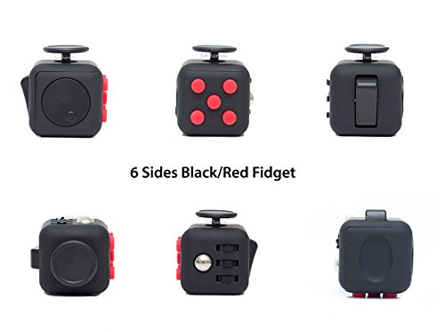 Fidget Cube EntertainingToy, Relieves Stress and Anxiety for Children and Adults (Black/Red)