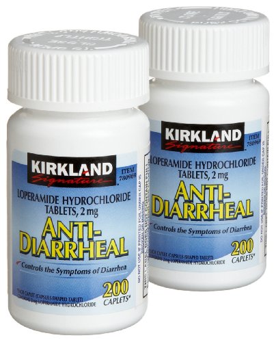 Kirkland Signature Anti-Diarrheal Loperamide Hydrochloride 2 MG Caplets, 200-Count Bottles (Pack of 2)