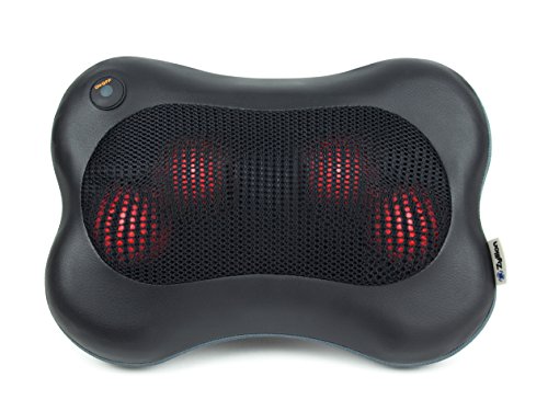 Zyllion ZMA13BK Shiatsu Pillow Massager with Heat for Car, Home, or Office (Black)