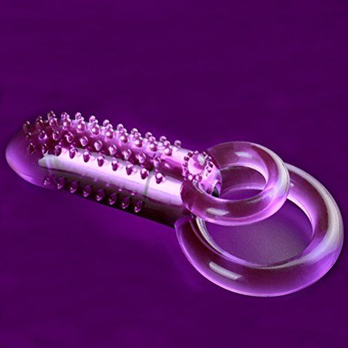 Penis Double Ring Condom Vibrating Erection Enhancer Impotence Men Adult Sex Toy