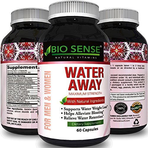 Diuretic Water Pills All Natural Dietary Supplement with Vitamin B-6 Potassium Chloride Dandelion Root Green Tea Leaf Best for Weight Loss Reduce Bloating Extra Energy for Men & Women by Bio Sense