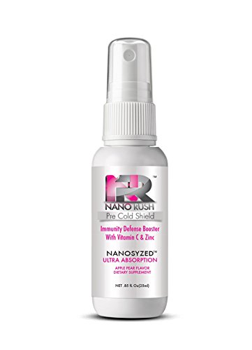 Nano Rush Pre Cold Shield Vitamin C and Zinc Immune System Defense Booster Prevent Colds with Nanotechnology 1 Oz Apple Pear Flavor Spray 30 Day Supply