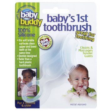 Baby Buddy Baby’s 1st Toothbrush Teether—Innovative 6-Stage Oral Care System Grows With Your Child—Stage 4 for Babies/Toddlers—Kids Love Them, Clear