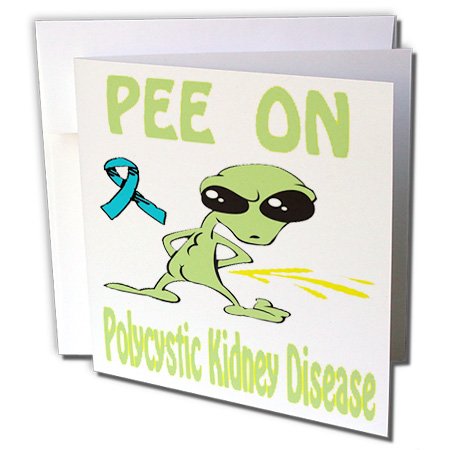 3dRose Funny Peeing Alien for Polycystic Kidney Disease - Greeting Cards, 6 x 6