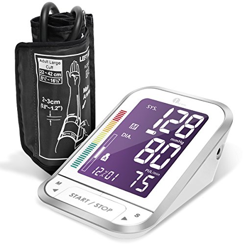 1byone Upper Arm Digital Blood Pressure Monitor Blood Pressure Cuff with Easy-to-Read Backlit LCD, Blood Pressure Machine One Size Fits All Cuff, Sphygmomanometer Nylon Storage Case, White