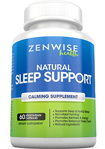 All Natural Sleeping Aid - Nighttime Sleep Support Supplement - With 100 MG 5 HTP + Magnesium to Fall Asleep Fast - Chamomile & Melatonin for a Calm & Restful Night - Non Habit Forming - 60 Capsules