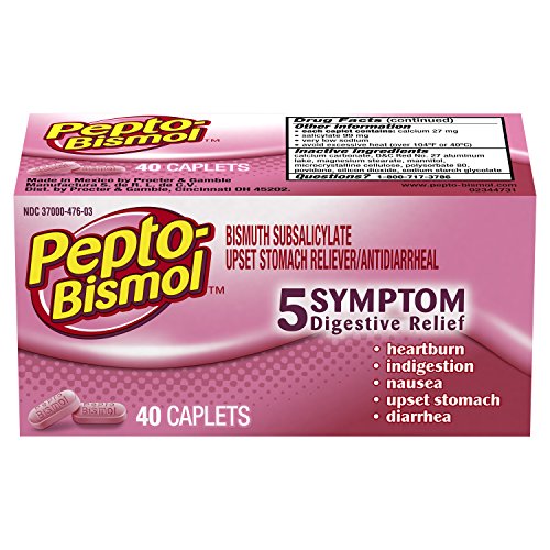 Pepto Bismol Upset Stomach, Indigestion, Nausea, Heartburn and Diarrhea Relief Medicine, 40 Caplets (Pack of 3)