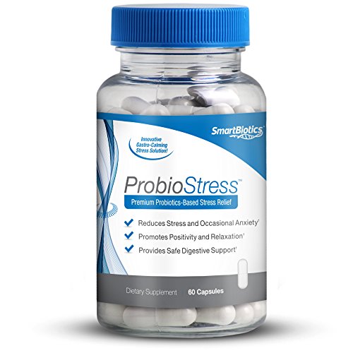ProbioStress Probiotics + Stress Relief, Reduce Everyday Anxiety, Promote Relaxation, & Improve Focus & Digestion, with KSM-66, SmartBiotics, 60 Count