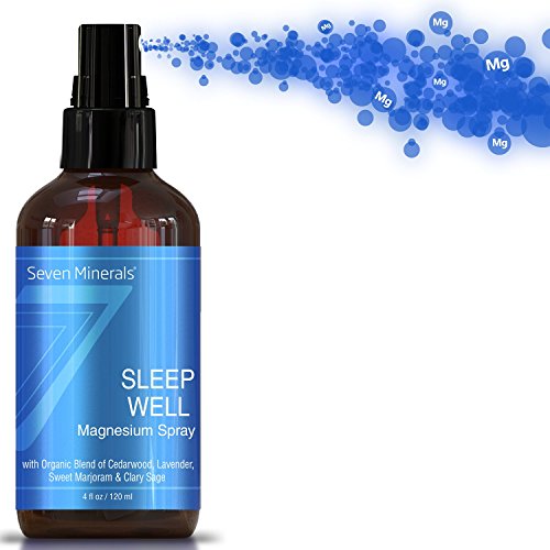 Premium Natural Sleeping Aid for Insomnia and Good Night's Sleep - Pure Magnesium Oil Spray Blended with Organic Therapeutic Essential Oils (Cedarwood, Lavender, Sweet Marjoram & Clary Sage) 4 oz