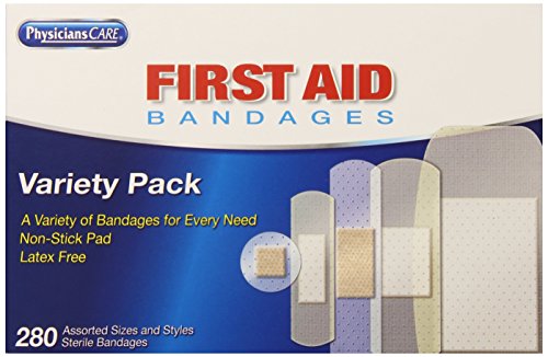 PhysiciansCare by First Aid Only Adhesive Bandages, Sheer and Clear, Assorted Sizes, 280 Count (Package may vary)