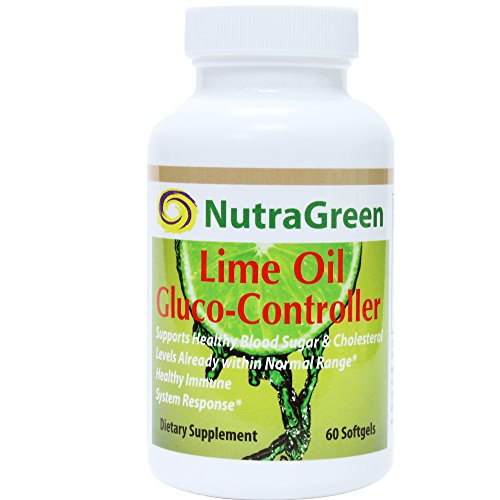 NutraGreen Lime Oil 1000mg Glucose Controller D-Limonene, Esophagus / Blood Sugar / Cholesterol Support, Stress & Anxiety Relief, 60 Softgels