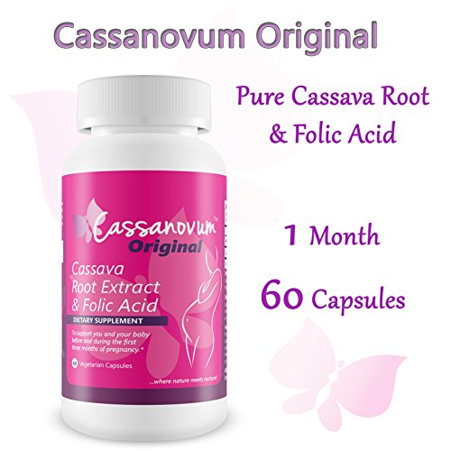 Cassava Root Supplement & Folic Acid, Fertility Supplement for Twins and Healthy Pregnancy (Cassava Root Extract) 800mg capsules. Suitable for vegetarians,60 capsules