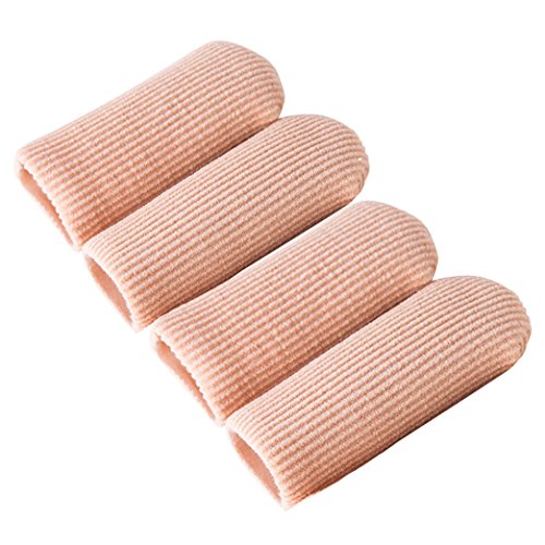 Makhry 4pcs Adjustable Cuttable Gel Toe and Finger Cap Lined Gel Toe Covers Sleeves Ribbed Knit Toe Caps Silopad Digital Caps (XL)