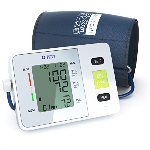 Clinical Automatic Upper Arm Blood Pressure Monitor - Accurate, FDA Approved - Adjustable Cuff, Large Screen Display, Portable Case - Irregular Heartbeat & Hypertension Detector by Generation Guard