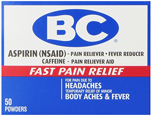 BC Aspirin Fast Pain Relief Powder - Quickly Relieves Pain Due to Headaches, Body Aches, and Fever - Contains Caffeine - 50 Powders