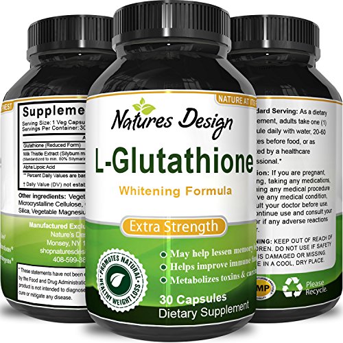 Pure And Natural Glutathione + Milk Thistle To Help Protect The Immune System - Can Be Used For Kidney And Liver Detox - Skin Whitening Pills Can Give An Even Skin Complexion - 650 mg Serving
