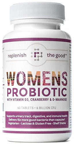 Womens Probiotic 60ct, 6 Billion CFU with Cranberry, D-Mannose, Vitamin D3. Best Probiotics for Women, Delivers 15X More Good Bacteria. Yeast & Urinary Tract Infection UTI Treatment. 30 Day Supply