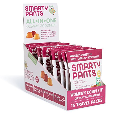 SmartyPants Women's Complete Gummy Vitamins: Multivitamin, CoQ10, Folate (Methylfolate), Vitamin K2, Vitamin D3, Biotin, Methyl B12, & Omega 3 DHA/EPA Fish Oil, 15 count (15 Day Supply)