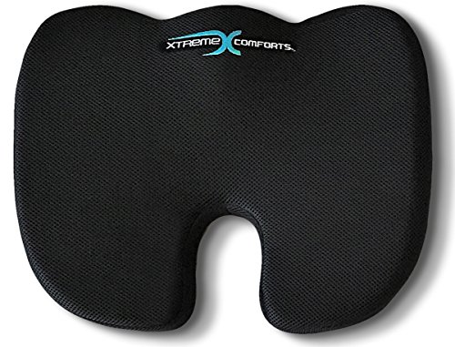 Coccyx Orthopedic Memory Foam Seat Cushion With ANTI-SLIP Bottom - Helps With Sciatica Back Pain - Perfect for Your Office Chair and Sitting on the Floor Gives Relief From Tailbone Pain
