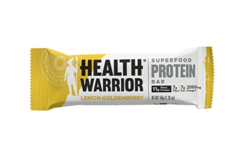HEALTH WARRIOR Superfood Protein Bars, Lemon Goldenberry, Plant-Based Protein, 50g bars, 12 count