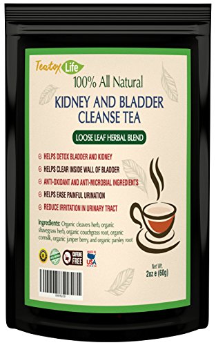 Kidney cleanse detox tea with parsley, juniper berries, cleavers herb for urinary tract health, bladder and kidneys - Organic natural herbal supplement flush formula |USDA | Made in USA