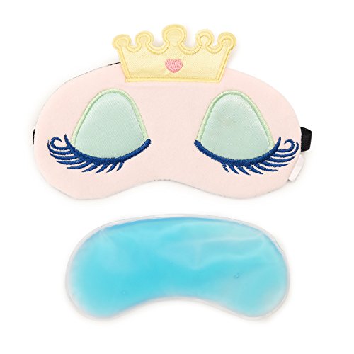 MaisonMaxx Cute Sleeping Mask Gel Pad Eye Mask with Hot & Cold Therapy Insomnia Blindfold Contoured for Men, Women, Girls, Kids Gifts, and for Travel, Meditation,Bedtime(Pink)