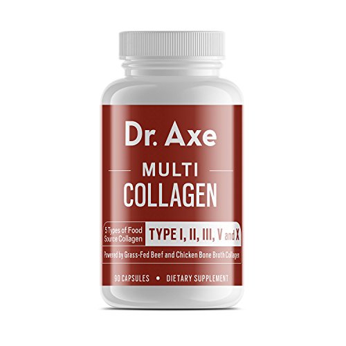 Dr. Axe Multi-Collagen Protein Capsules, 90 Count - High-Quality Blend of Grass-Fed Beef, Chicken, Wild Fish and Eggshell Collagen Peptides, Providing Type I, II, III, V and X - Formerly Dr. Collagen