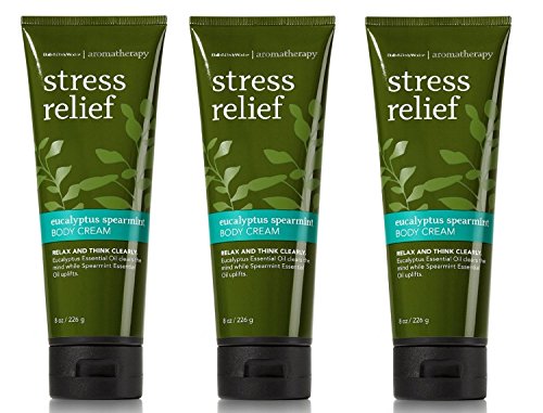 Lot of 3 Bath & Body Works Aromatherapy Eucalyptus Spearmint Stress Relief Body Cream (Eucalyptus Spearmint)