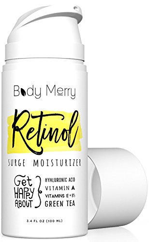 Body Merry Retinol Surge Moisturizer - All in one anti aging / wrinkle & acne face cream w natural Hyaluronic Acid + Vitamins for day and night use - Perfect for men & women for deep hydration & care