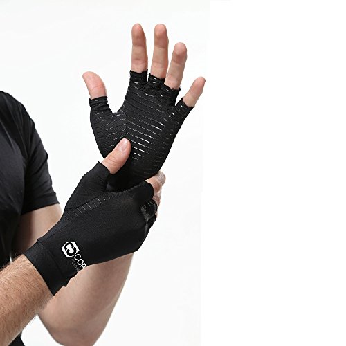 Copper Compression Arthritis Gloves - GUARANTEED Highest Copper Content. #1 Best Copper Infused Fit Glove For Carpal Tunnel, Computer Typing, And Everyday Support For Hands & Joints (1 PAIR XL)