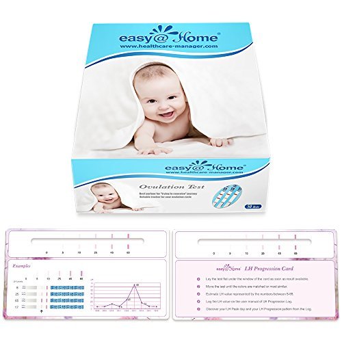 Easy@Home Newly Launched Ovulation Predictor Kit Including 50 Ovulation (LH) Test Strips Plus Progression Card and Log, Ovulatory Monitor Test For Preovulatory And Postovulatory Progression Tracking