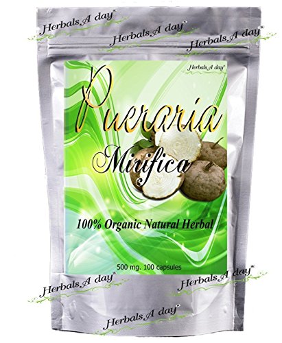 100 Caps X 500mg Pueraria Mirifica Powder Root Extract Breast Best Enhancement Augmentation Grown in Thailand Highest Mountain