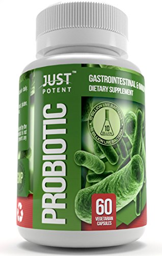 Just Potent Probiotic Supplement :: 10 Billion CFUs :: 8 Strains :: Shelf Stable :: Survives Stomach Acid :: 60 Vegetarian Capsules for 2 Months Supply