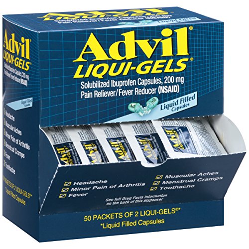 Advil Liqui-Gels (50 Packets of 2 Capsules) Pain Reliever / Fever Reducer Liquid Filled Capsule, 200mg Ibuprofen, Temporary Pain Relief