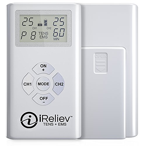 iReliev TENS + EMS Combination Unit Muscle Stimulator for Pain Relief & Arthritis & Muscle Strength - Treats Tired and Sore Muscles in Your Shoulders, Back, Ab's, Legs, Knee's and More