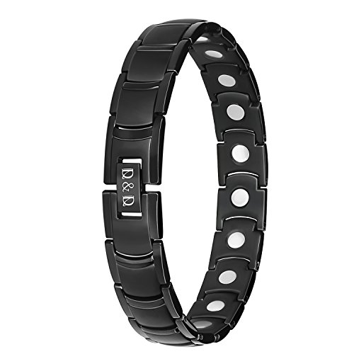 Magnetic Therapy Bracelet,Pure Titanium Pain Anxiety Relief Magnetic Therapy Bracelet for Carpal Tunnel,Adjusting Tool Included #03 Black(3 Colors Available)