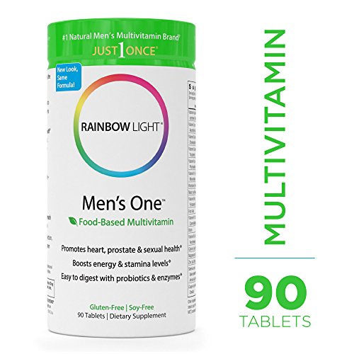 Rainbow Light - Men's One Multivitamin - Probiotic, Enzyme, and Vitamin Blend; Supports Energy, Stress Management, Heart, Prostate, Muscle, and Sexual Health in Men; Gluten Free - 90 Tablets