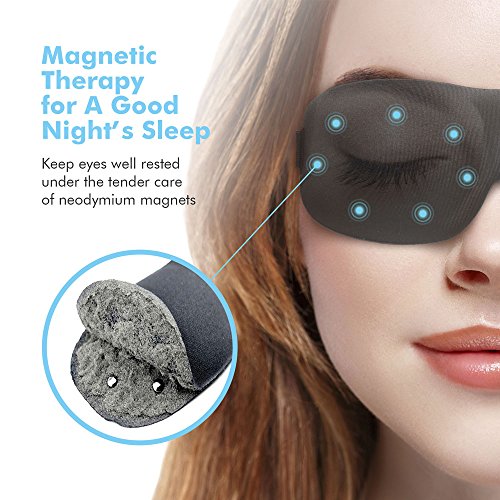 Sleep Mask For Woman & Man , PaiTree Magnetic Therapy Eye Mask for Sleeping Eye Covers Sleep Blindfold , Super Soft - 3D Contoured Eye Space -Professionally-Made Night Mask Eye Shade (Black)