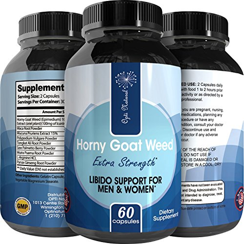 Pure & Natural Horny Goat Weed + Maca Root + Tongkat Ali + Ginseng – Boost Energy – Icariin Male Enhancement Pills – Burn Belly Fat – Boost Testosterone – Supplement For Men & Women By Opti Natural