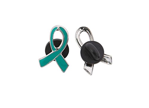 25 Teal Awareness Ribbon Pins Ovarian cancer, cervical cancer, uterine cancer, Anxiety disorders
