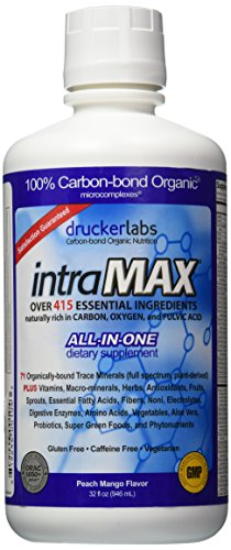 intraMAX Liquid Nutrition, Peach Mango Flavor, 8g fiber/4g protein per serv., Vitamins, Minerals, Enzymes, Fiber, 32oz(946ml) - 1 Month Supply