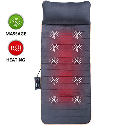 Massage Mat with 10 Vibrating Motors and 4 Therapy heating pad Full body Massager Cushion for Relieving Back lumbar leg Pain SL-363 Snailax