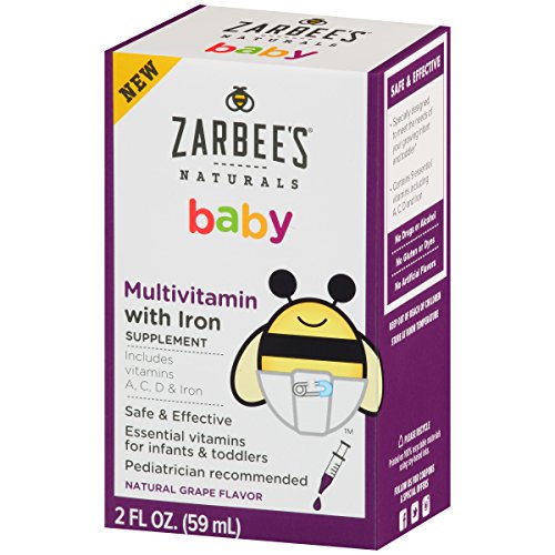 Zarbee's Naturals Baby Multivitamin with Iron, includes vitamins A, C, D - Grape, 2 Fl. Ounce