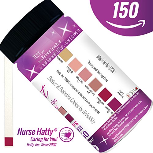 Nurse Hatty® - Ketone Strips 150ct. NOW Made in USA - NEW & IMPROVED - Professional Grade Ketone Test Strips to Benefit Your Ketogenic, Paleo, Atkins & Diabetic Diets + Brand New BONUS PDF Edu. Pack